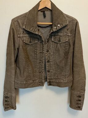 Vintage Foxy Jeans Corduroy Trucker Jacket Brown Size M Y2K Gunge